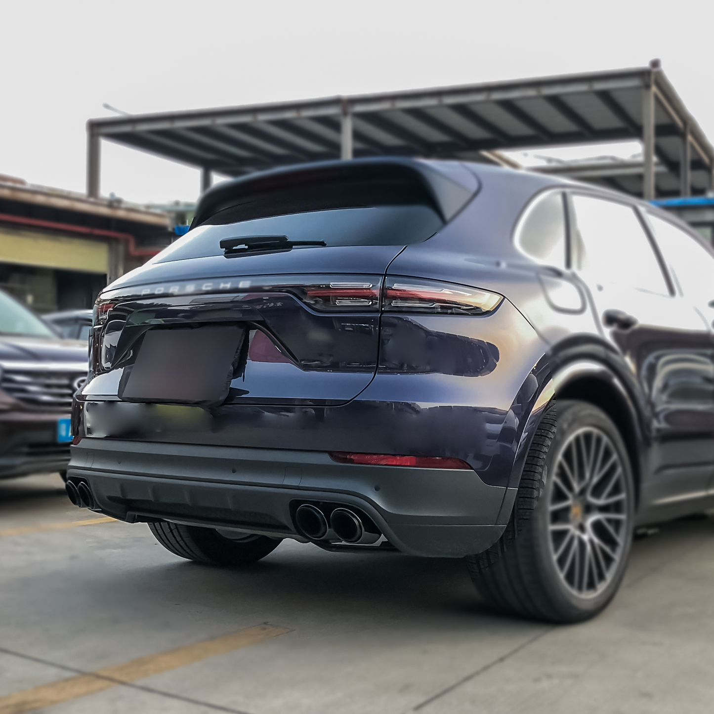 Porsche Cayenne E-Hybrid 2019-2024 Base Black Exhaust Tips Muffler Tail Pipes 3 Layers