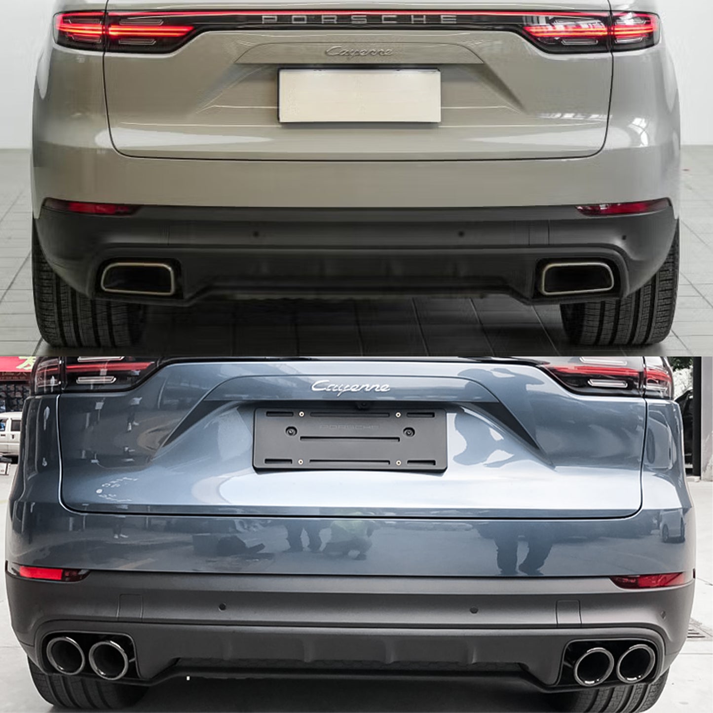 GTS Style Black Exhaust Tips Muffler Tailpipes Fit For 2019-2024 Porsche Cayenne Base