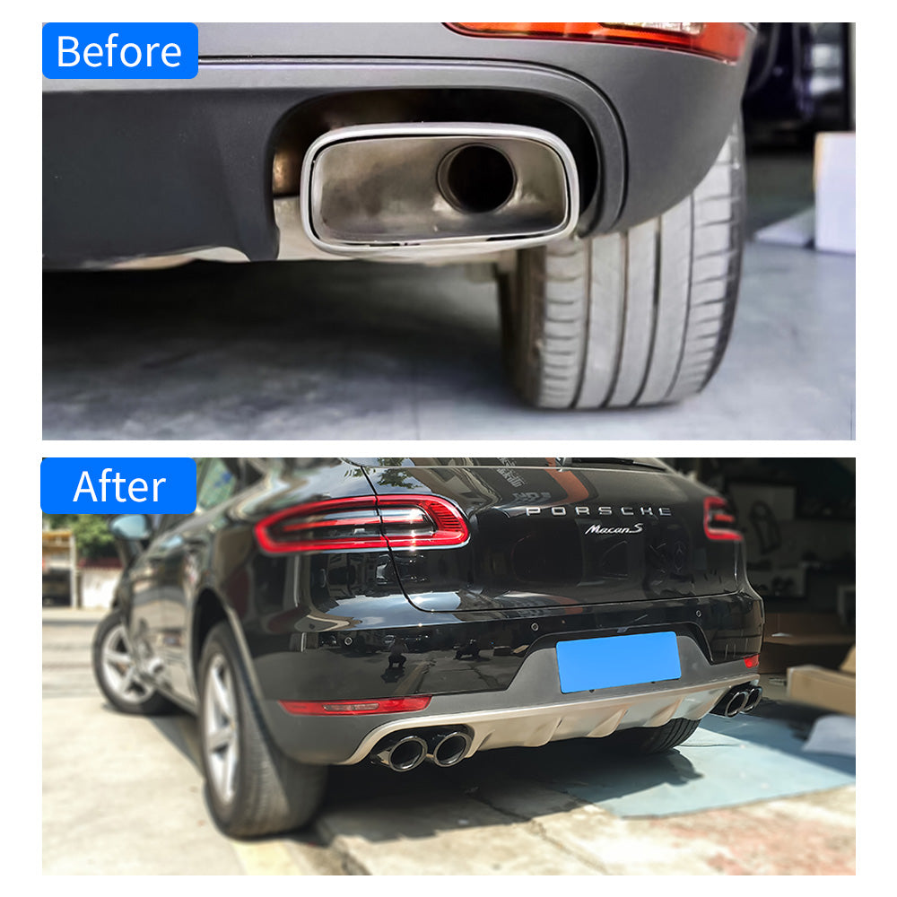 Porsche Macan 2014-18 2.0T Base Black Rear Tail Exhaust Pipes Muffler Tips (GTS Style)