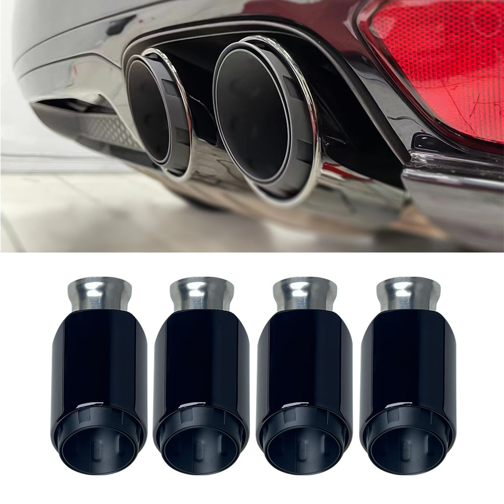 Porsche Cayenne 4.8L 2011-2014 Black Rear Tail Exhaust Pipes Muffler Tips (3 Layers)