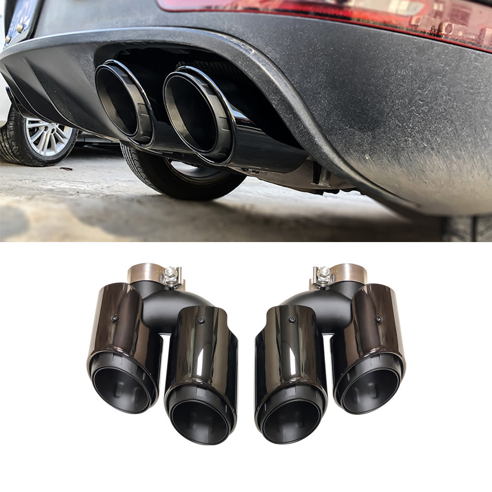 Porsche Macan 2019-23 2.0T Base Black Rear Tail Exhaust Pipes Muffler Tips(3 Layers)