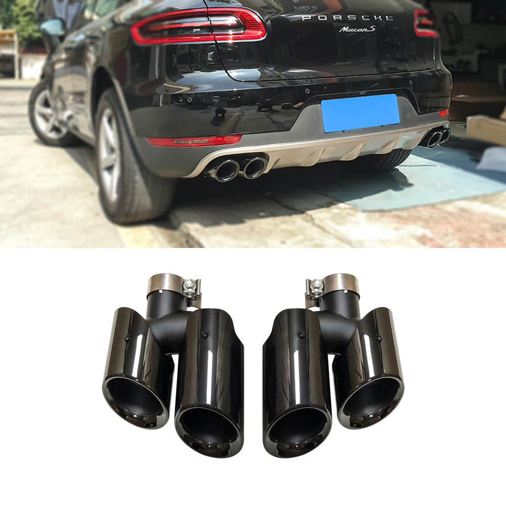 Porsche Macan 2014-18 2.0T Base Black Rear Tail Exhaust Pipes Muffler Tips (GTS Style)