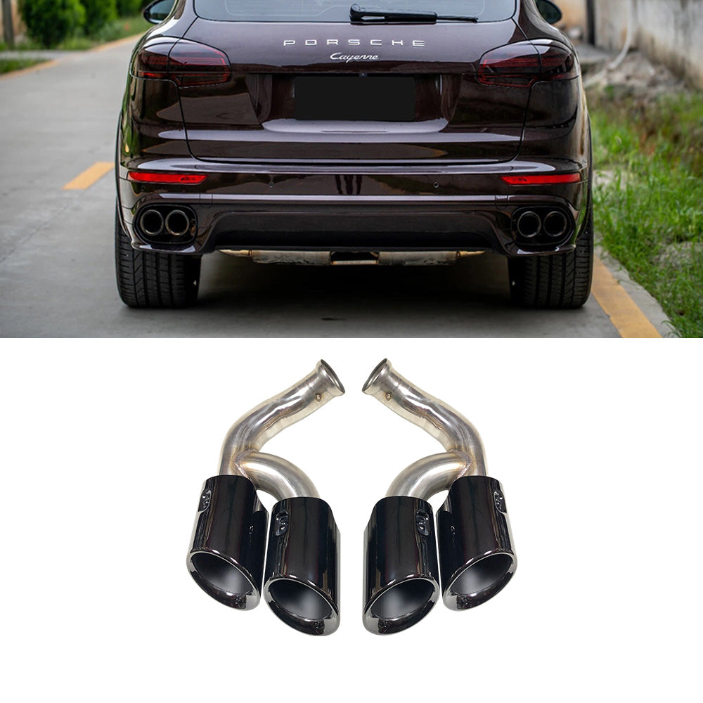 Porsche Cayenne 2015-2017 3.0T Base Black Rear Tail Exhaust Pipes Muffler Tips (GTS Style)