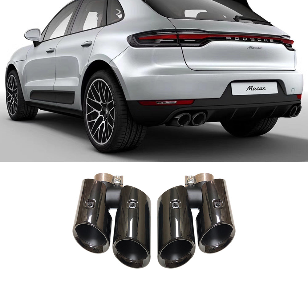 Porsche Macan 2019-23 2.0T Base Negro Tubos de escape traseros Puntas de silenciador (estilo GTS) 