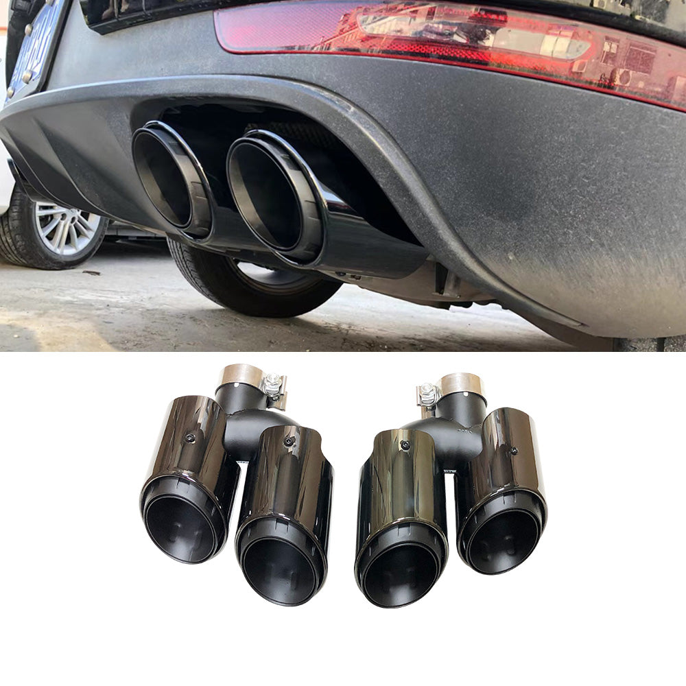 Porsche Macan 2014-18 2.0T Base Black Rear Tail Exhaust Pipes Muffler Tips (3 Layers)