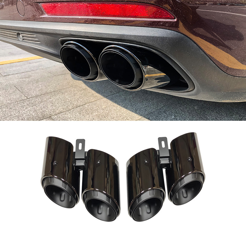 Porsche Panamera Base 2017-2023 Black Rear Tail Exhaust Pipes Muffler Tips (3 Layers)