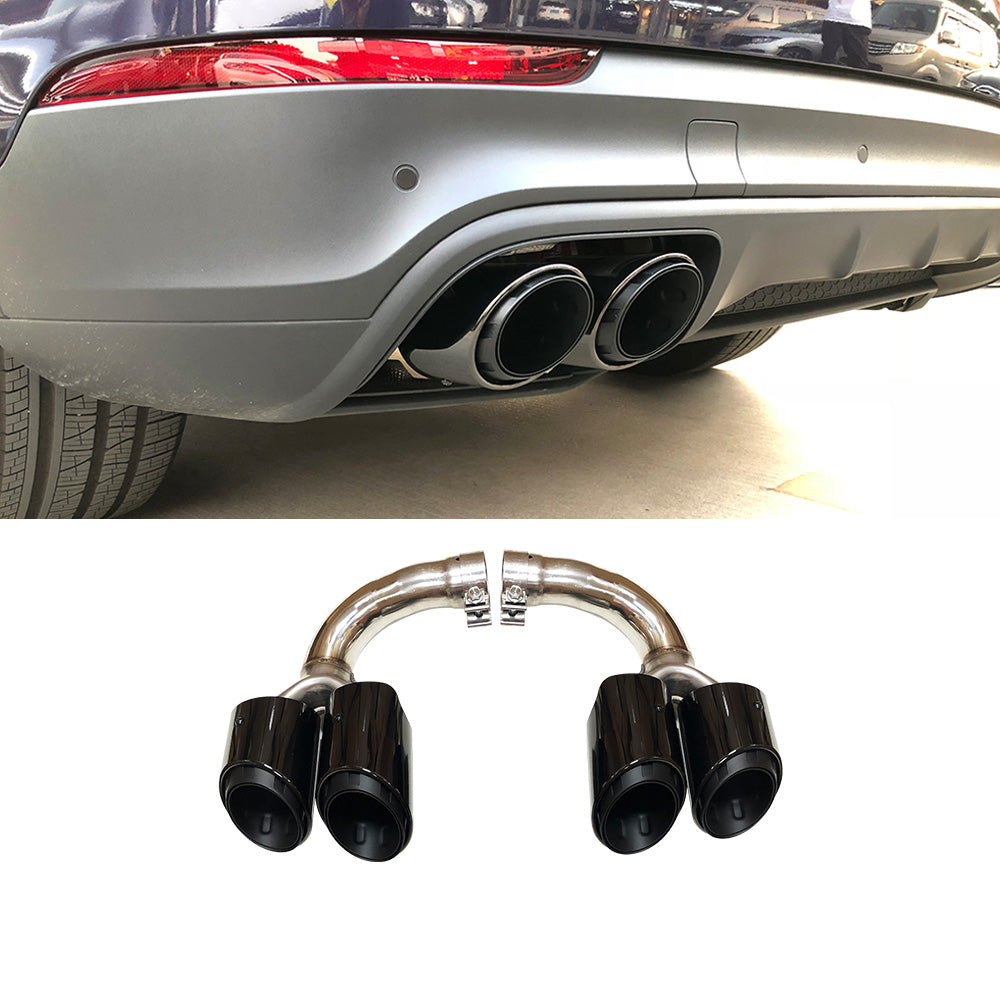 Porsche Cayenne 2018-2023 3.0T Base Black Rear Tail Exhaust Pipes Tips Muffler (3 Layers)