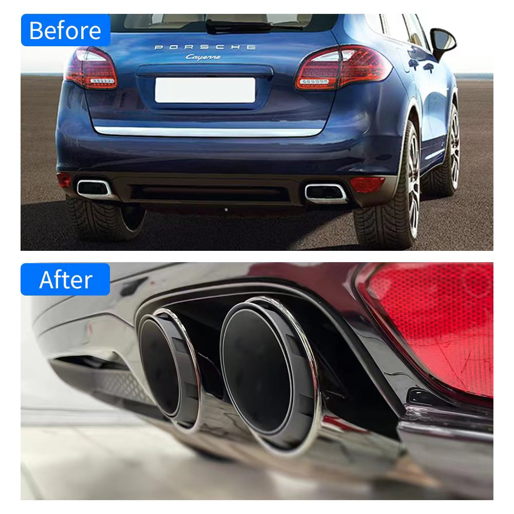 Porsche Cayenne 2011-2014 3.0L Base Black Rear Tail Exhaust Pipes Muffler Tips 3 Layers